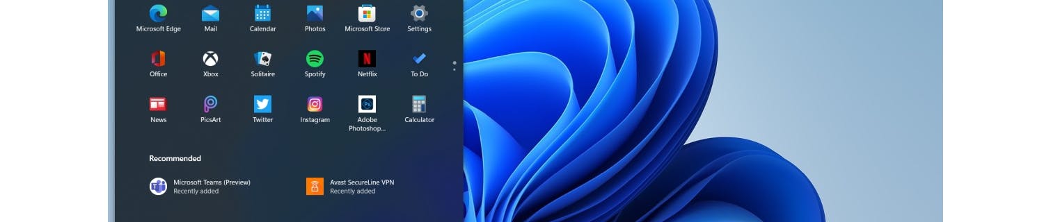Aloituspainike: Kun säädät Windows 11:n asetuksia, aloituspainike ei ole enää keskellä. Se löytyy taas tuttuun tapaan vasemmalta puolelta.